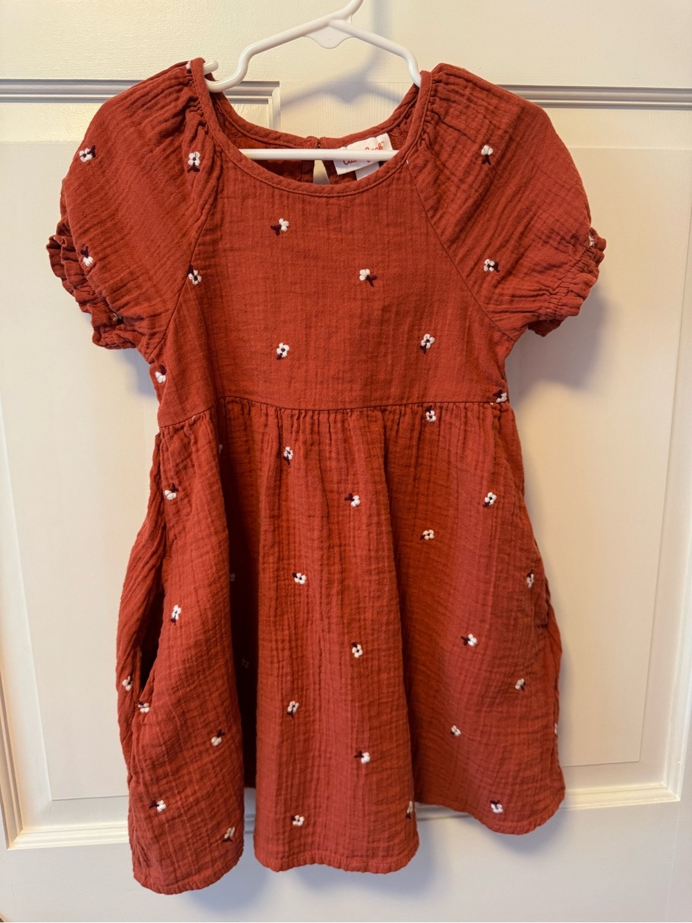 Cat & Jack Rust Red Embroidered Cotton Dress